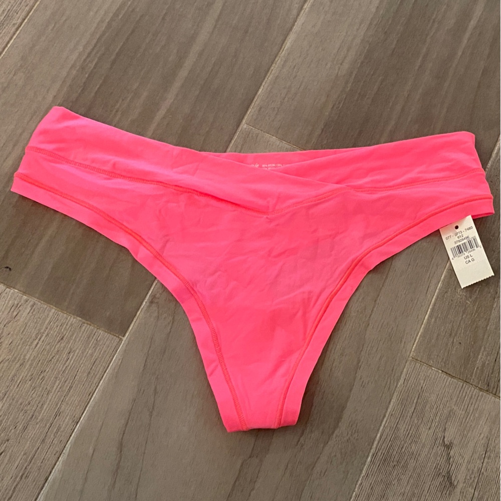 Vibrant Pink Crossover Detail Thong, NWT